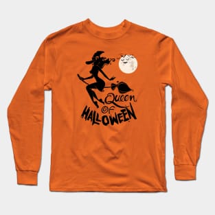 Queen Of Halloween Witch Aesthetic For Women Gift Long Sleeve T-Shirt